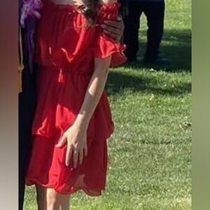 PrettyLittleThing Vibrant Red Ruffle Dress